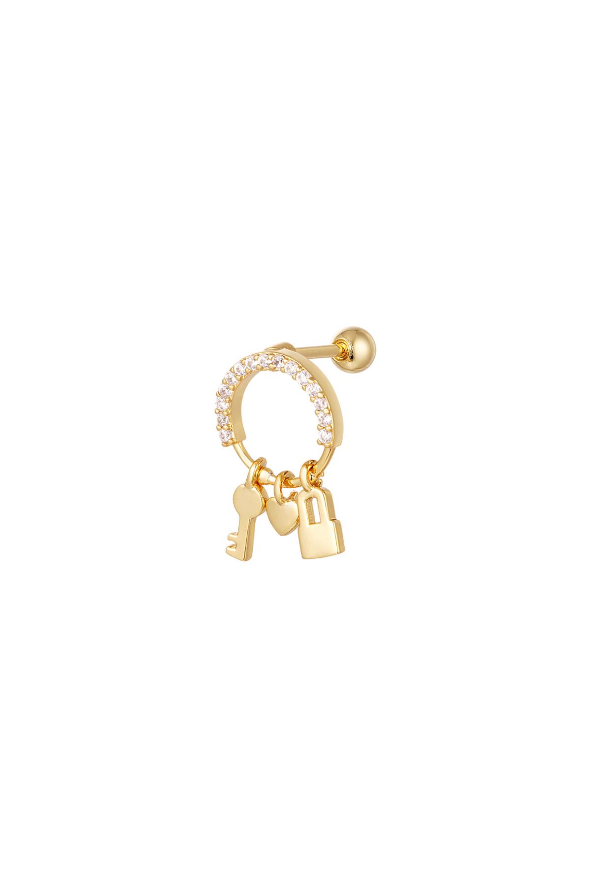 Piercing with charms and zirconia Gold Color Copper