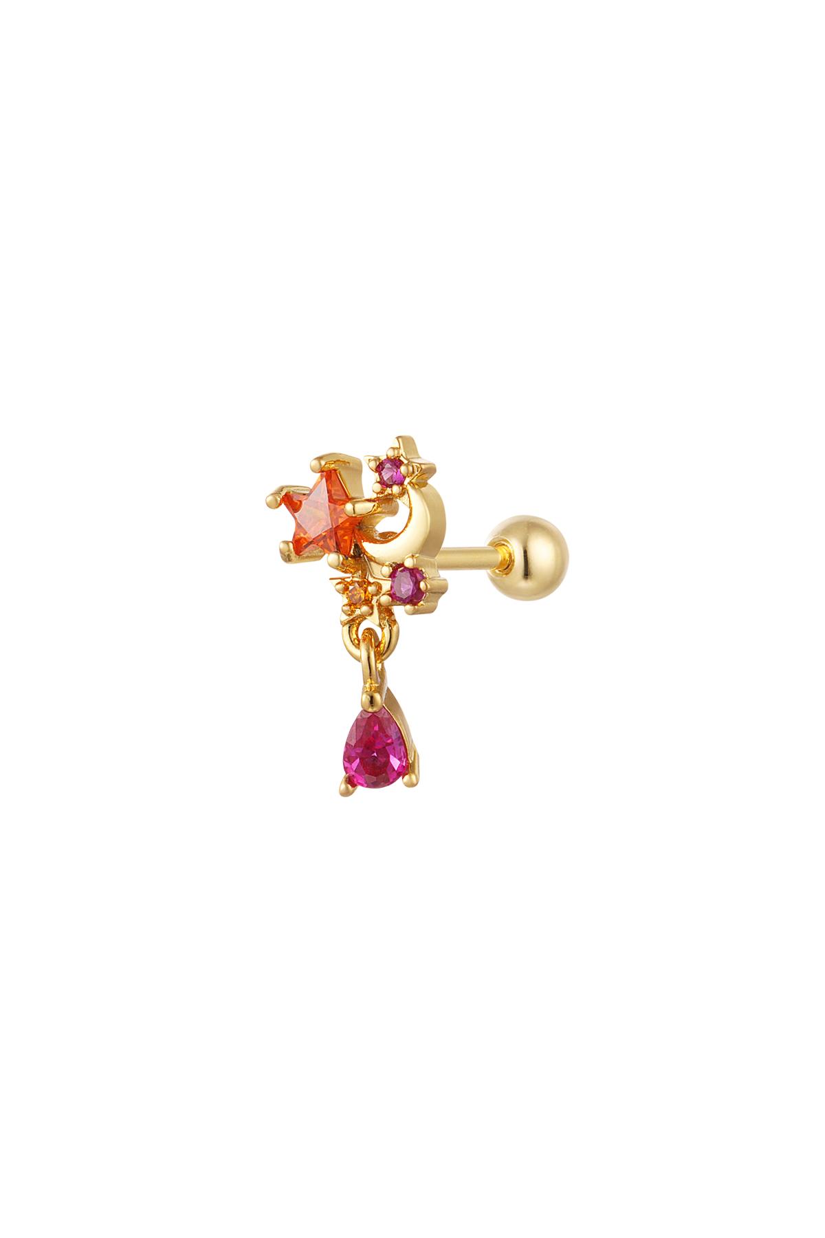 Piercing maan en ster - Sparkle collectie Fuchsia Koper h5 