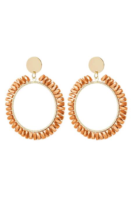 Ohrringe schick mit Kristalldetails Orange & Goldfarbe Kupfer