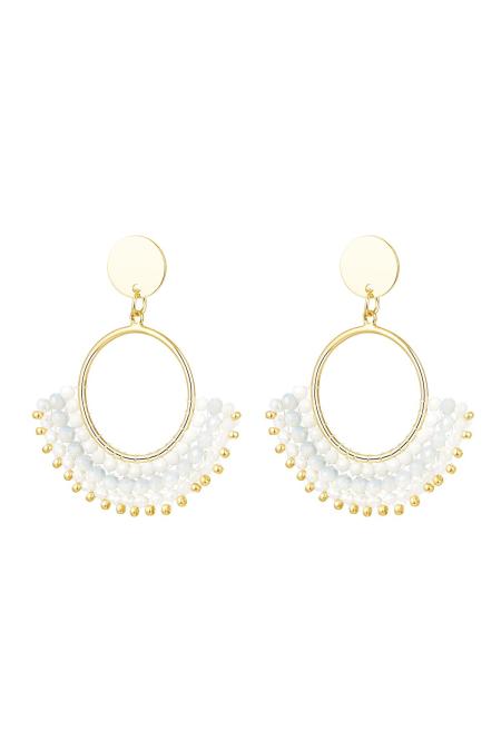 Earrings with crystal beads White Copper