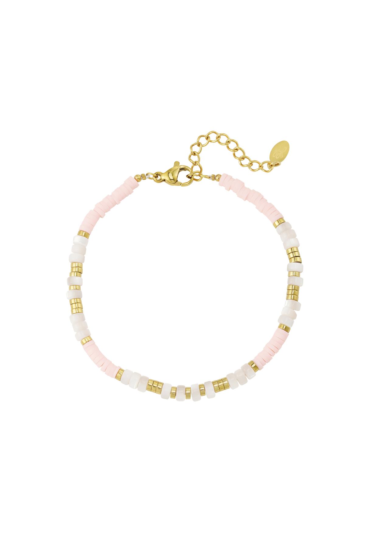 Pulsera cuentas estrechas Rosa pálido Hematita h5 