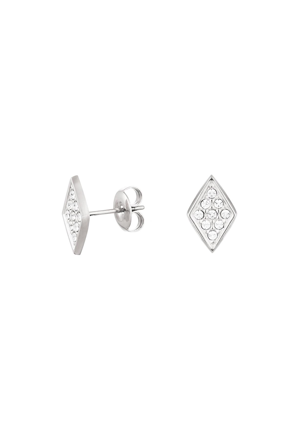 Ear studs diamond with stones Silver Color Stainless Steel