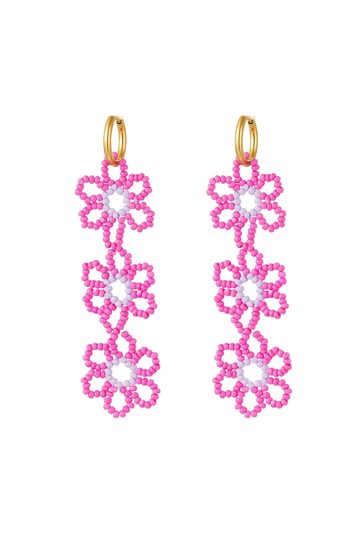 Orecchini tre fiori Fucsia Acciaio Inox 