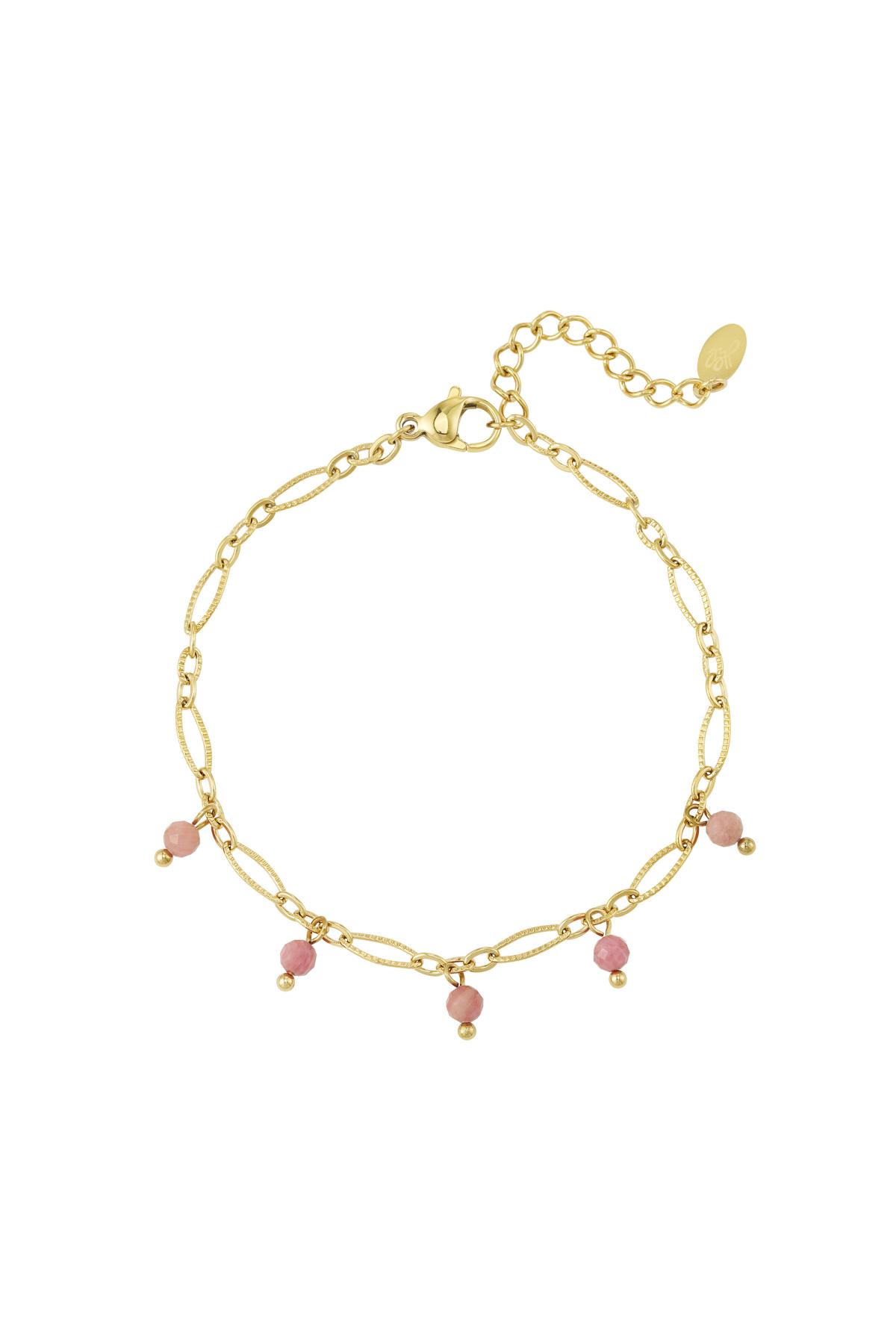 Pulsera eslabones con abalorios - Colección Piedra natural Verde & Color dorado Acero inoxidable h5 