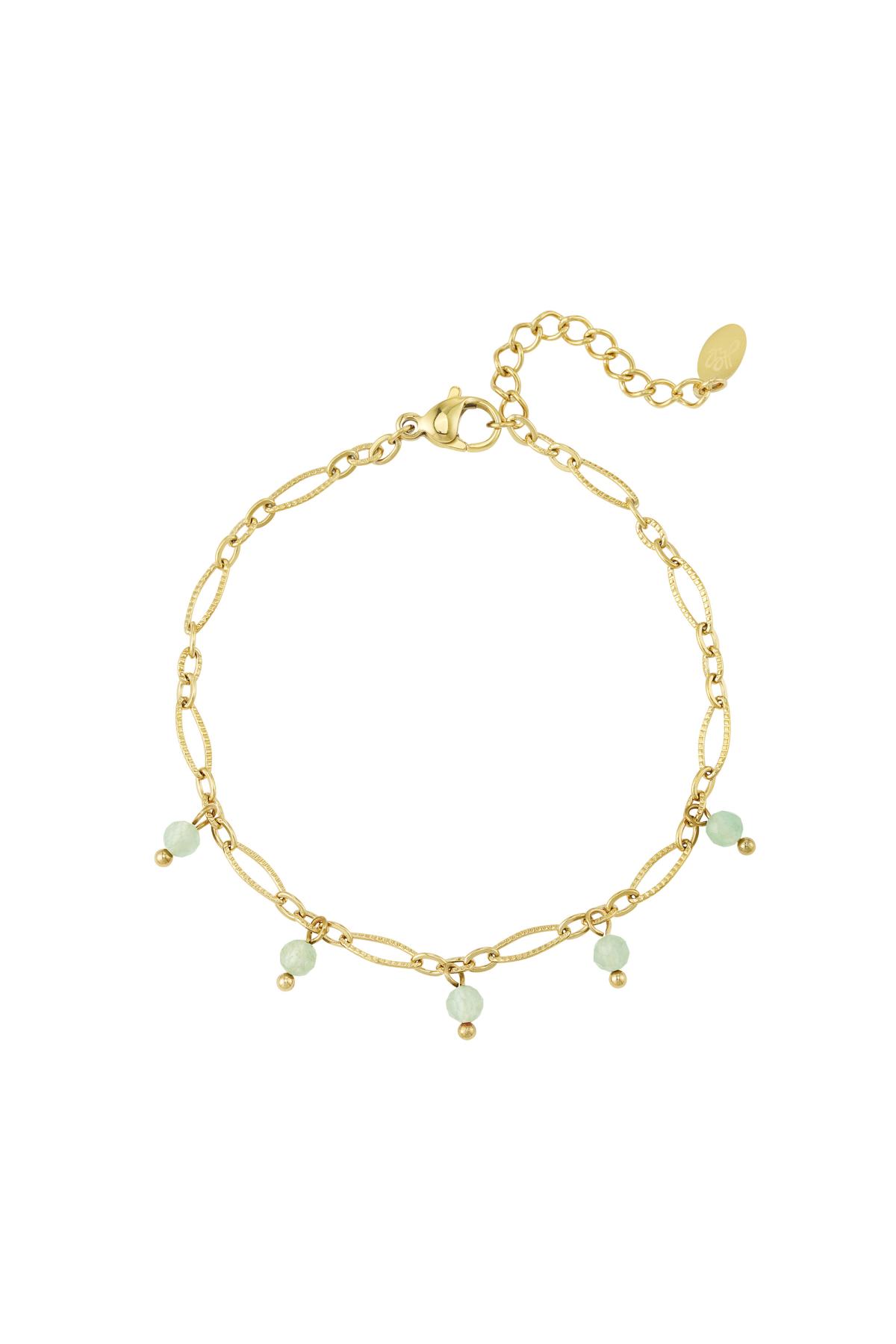 Maglie bracciale con perline - Collezione pietre naturali Green & Gold Stainless Steel 2