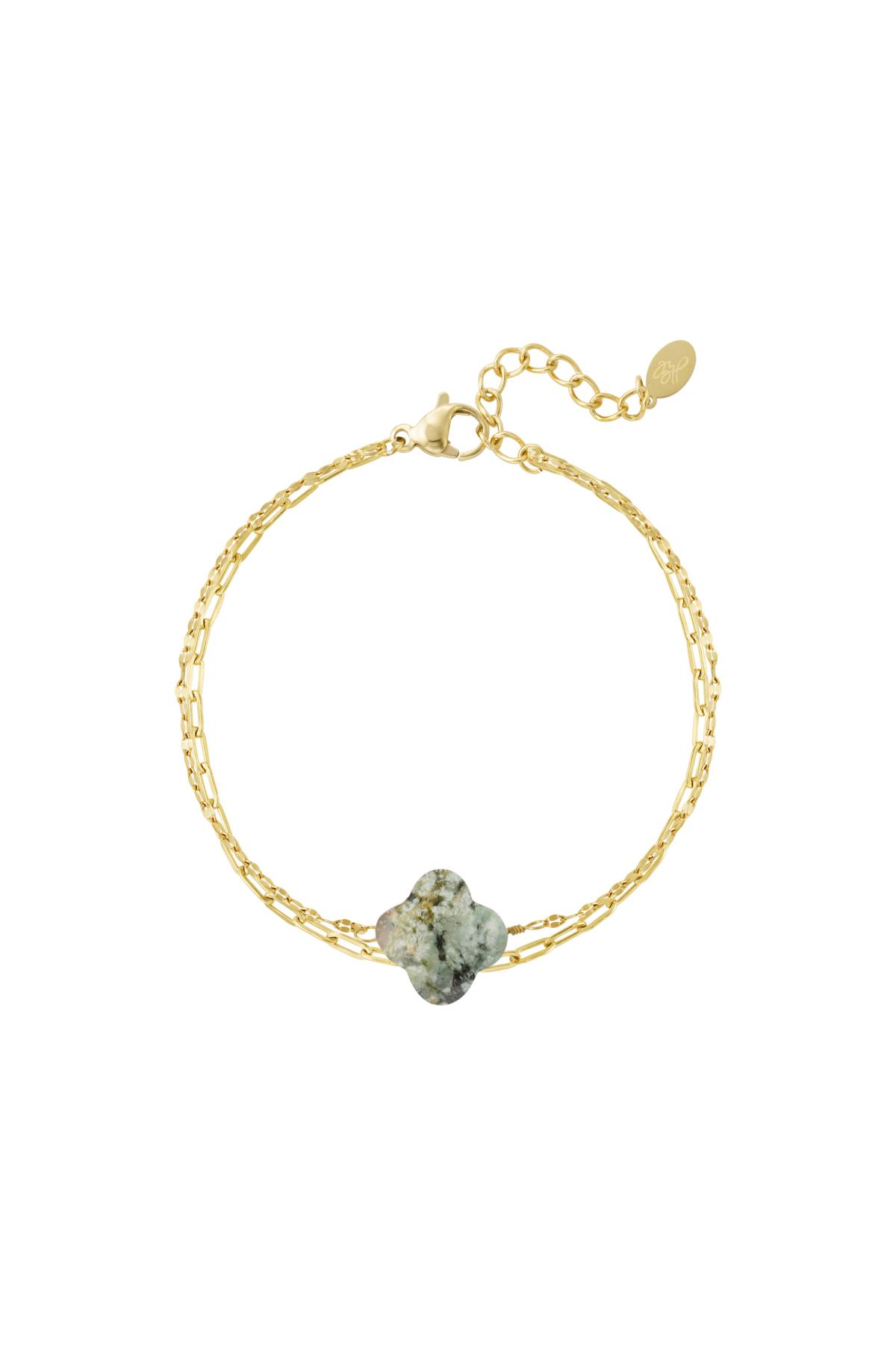 Groothandel Dubbel Armband RVS Goudkleurig en Groen Natuursteen Collectie voor Vrouwen Set van 1, foto 4 van 5