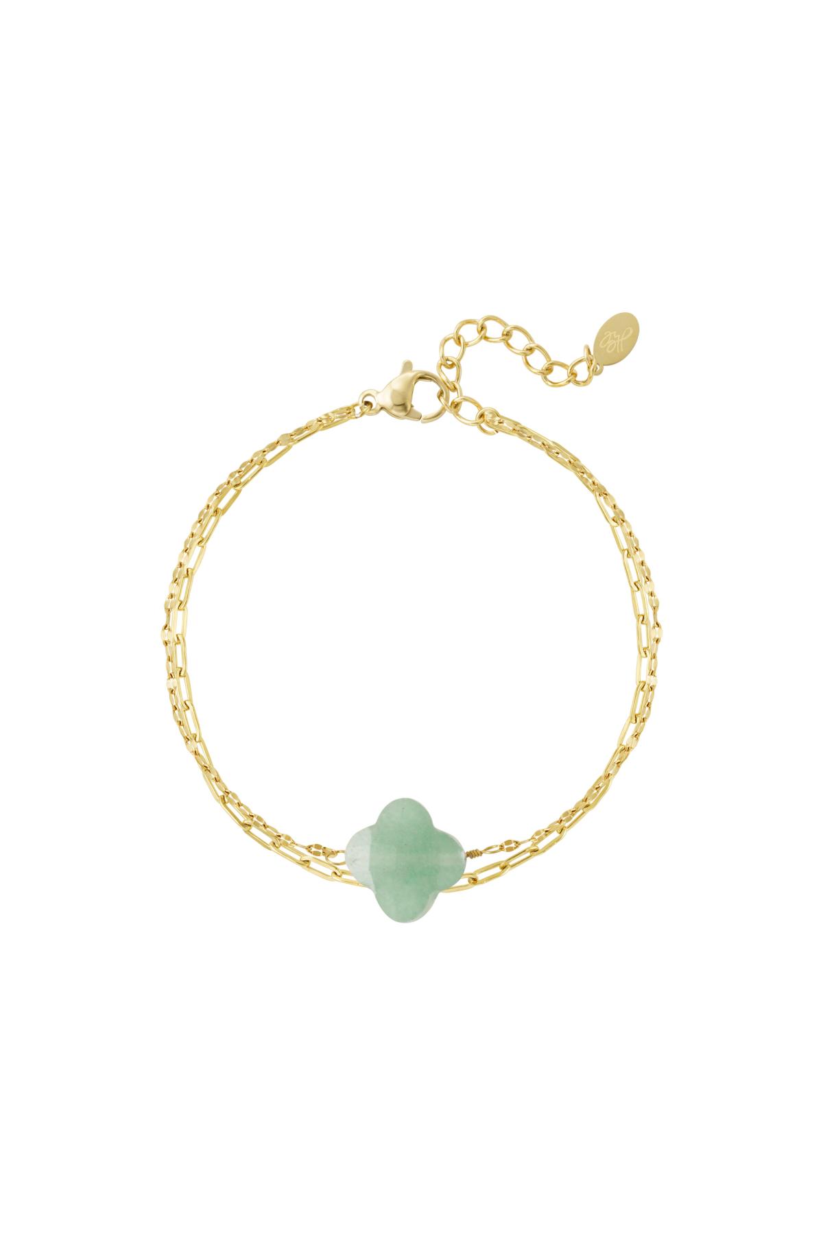 Bracciale doppio con trifoglio - Collezione pietre naturali Green & Gold Stainless Steel 2