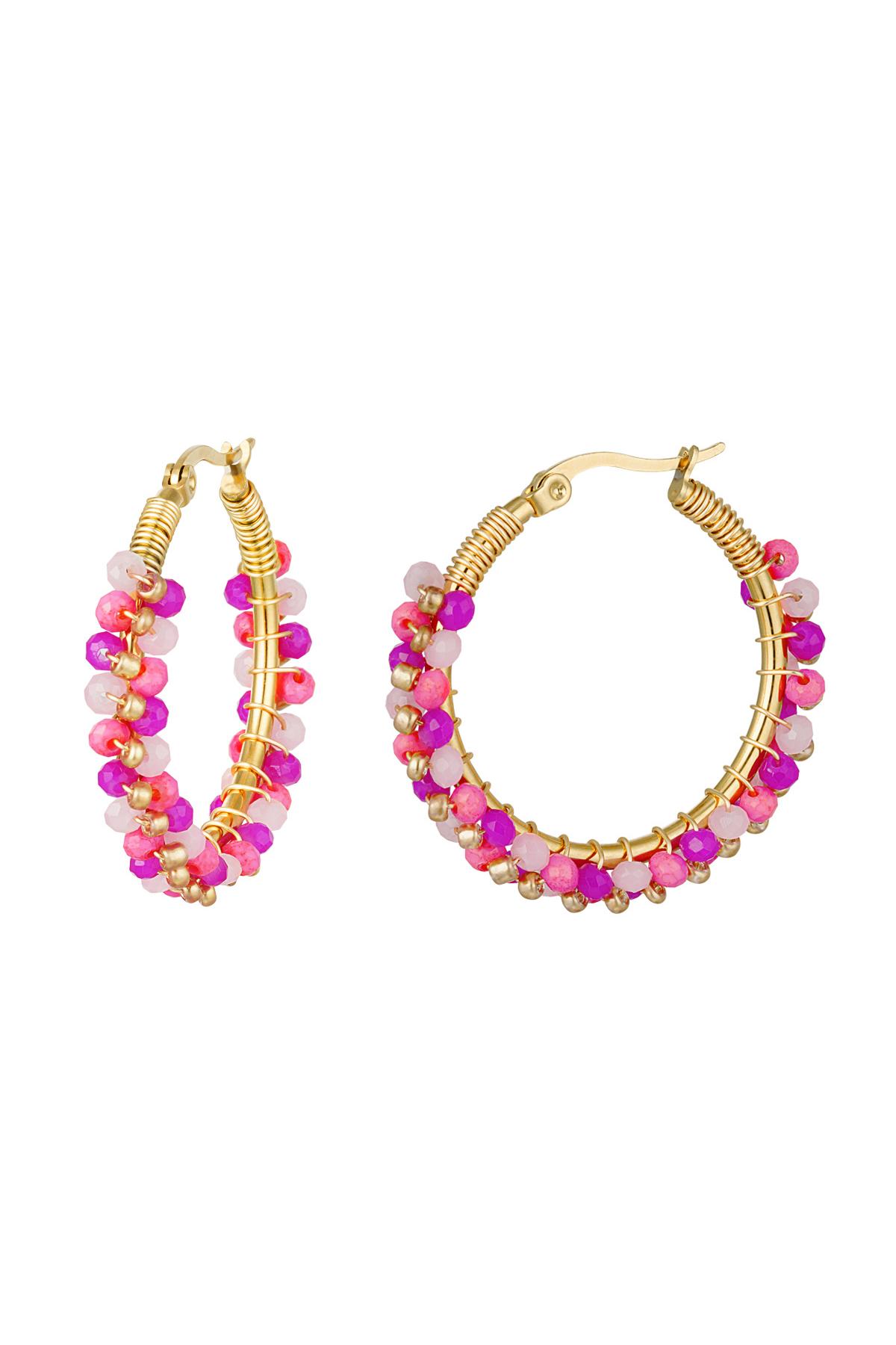 Fiesta de cuentas de pendientes Fucsia Acero inoxidable 