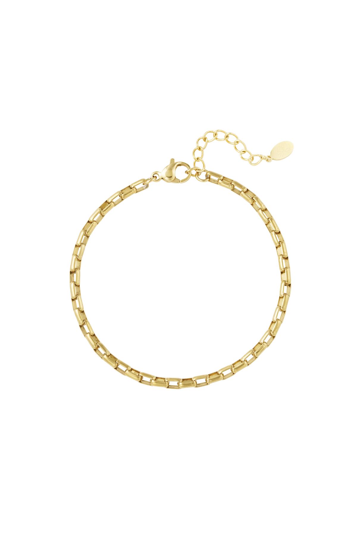 Schakelarmband vierkant Goud kleur Stainless Steel 