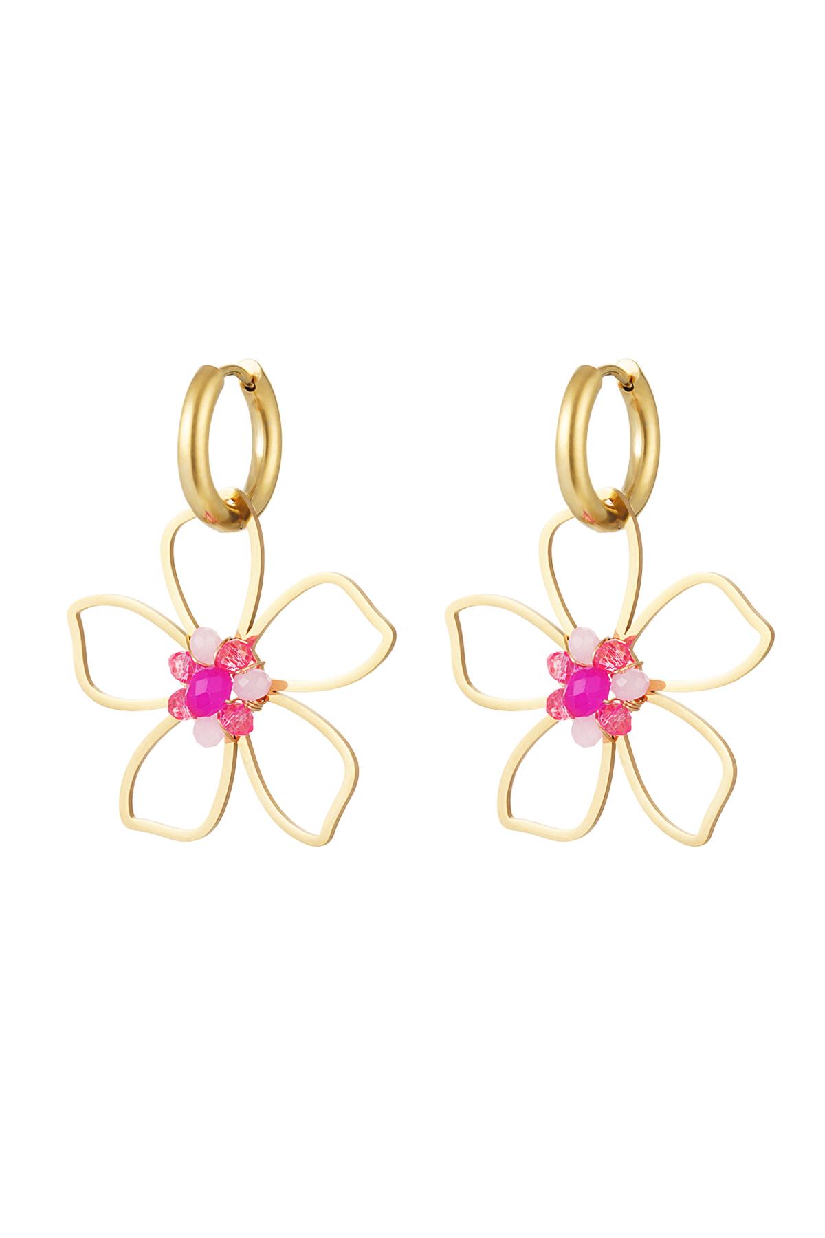 Earrings wild flower Pink & Gold Color Stainless Steel