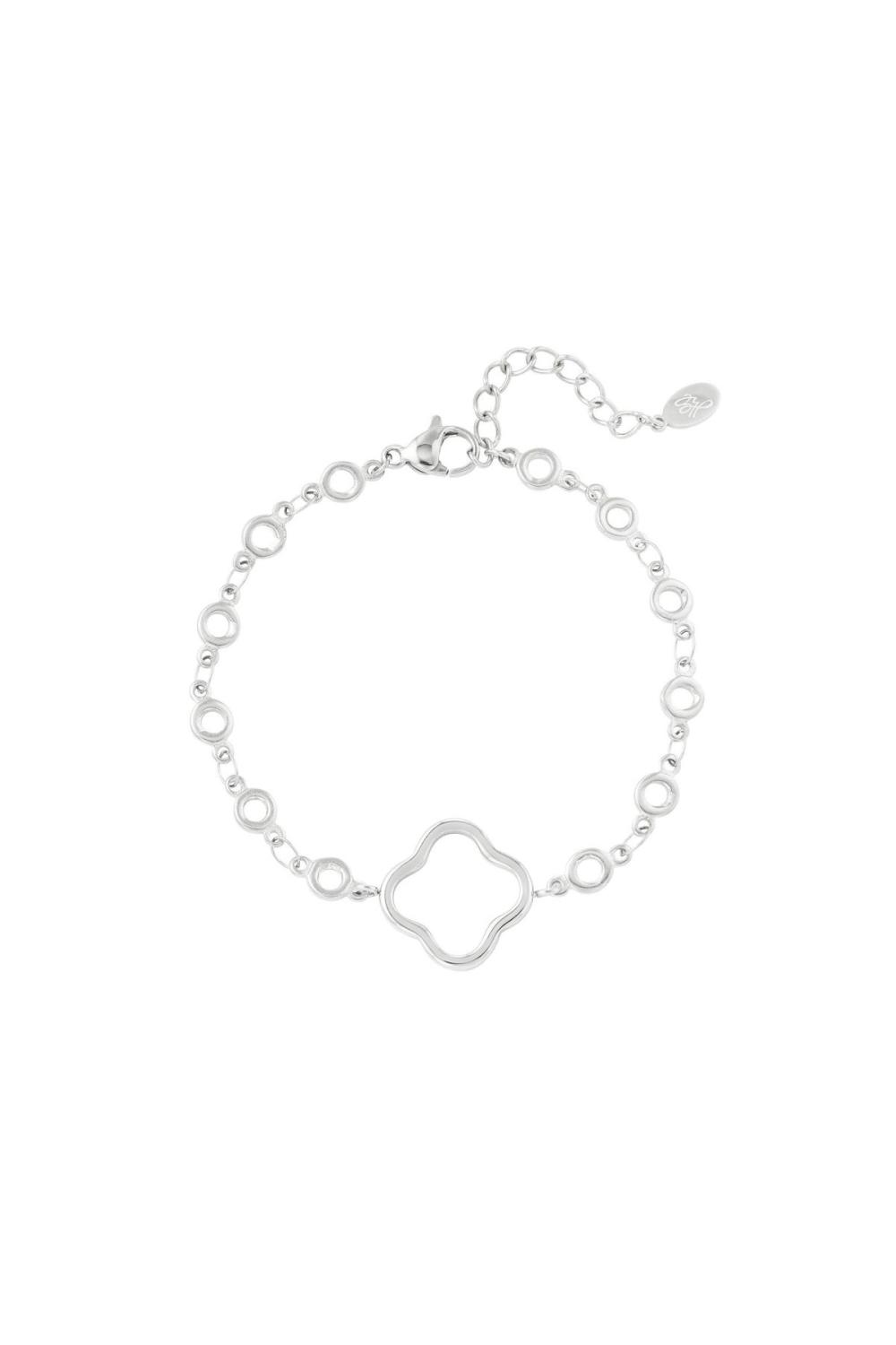 Pulsera Círculos Con Trébol Color Dorado Acero Inoxidable 
