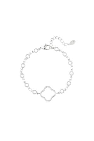 Pulsera Círculos Con Trébol Color Dorado Acero Inoxidable h5 