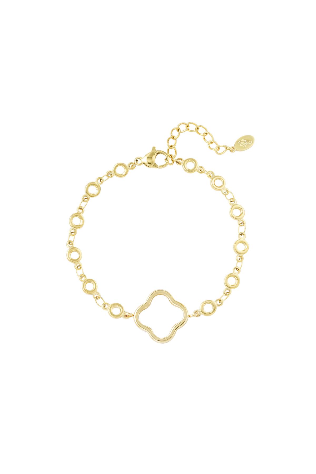 Pulsera círculos con trébol Color dorado Acero inoxidable h5 
