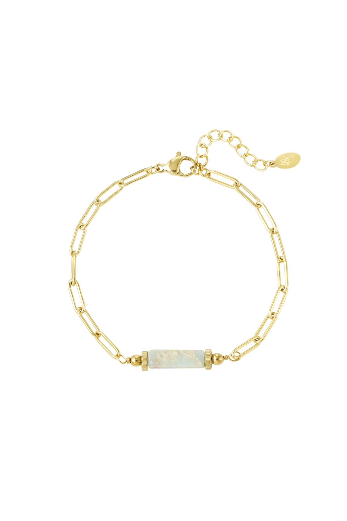 Bracciale a maglie con pendente in pietra - Collezione pietre naturali Pink & Gold Stainless Steel 