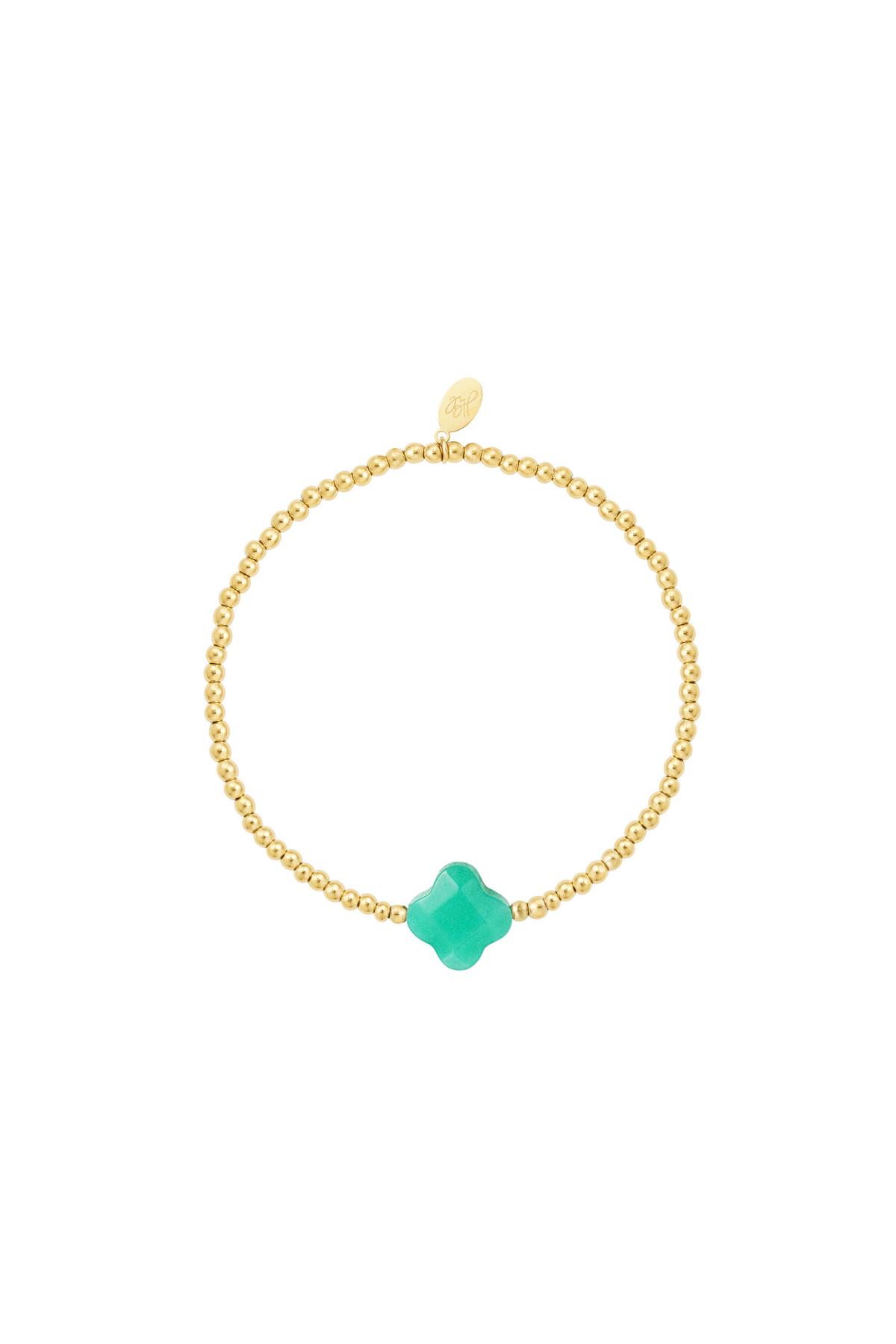 Pulsera cuentas trébol - Colección Piedras naturales Verde Acero inoxidable 