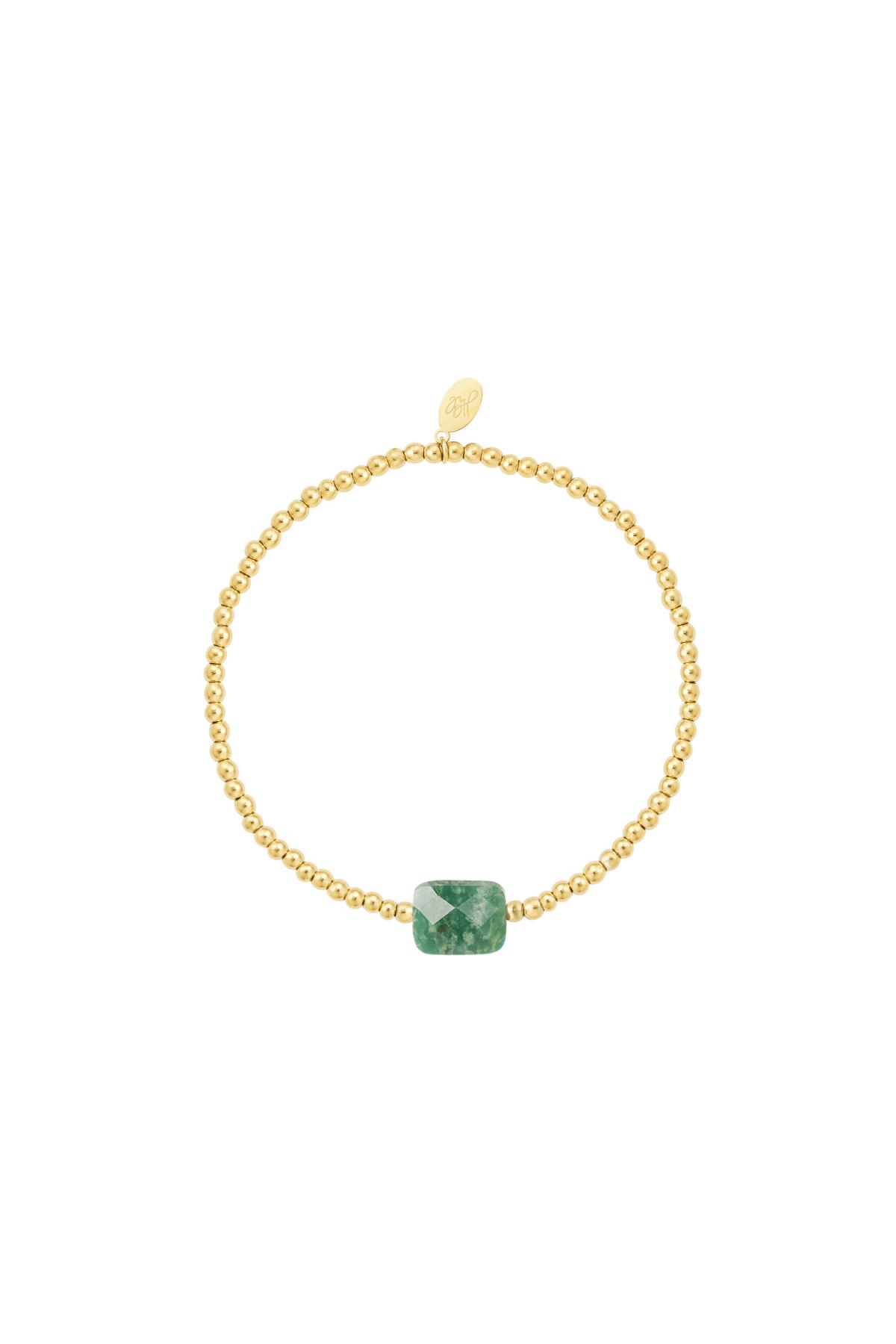 Pulsera abalorios con piedra grande - Colección Piedras naturales Verde Acero inoxidable 