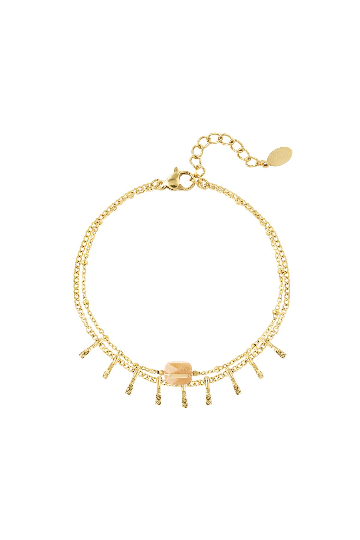 Armband met details - Natuurstenen collectie Oranje & Goud kleur Stone 