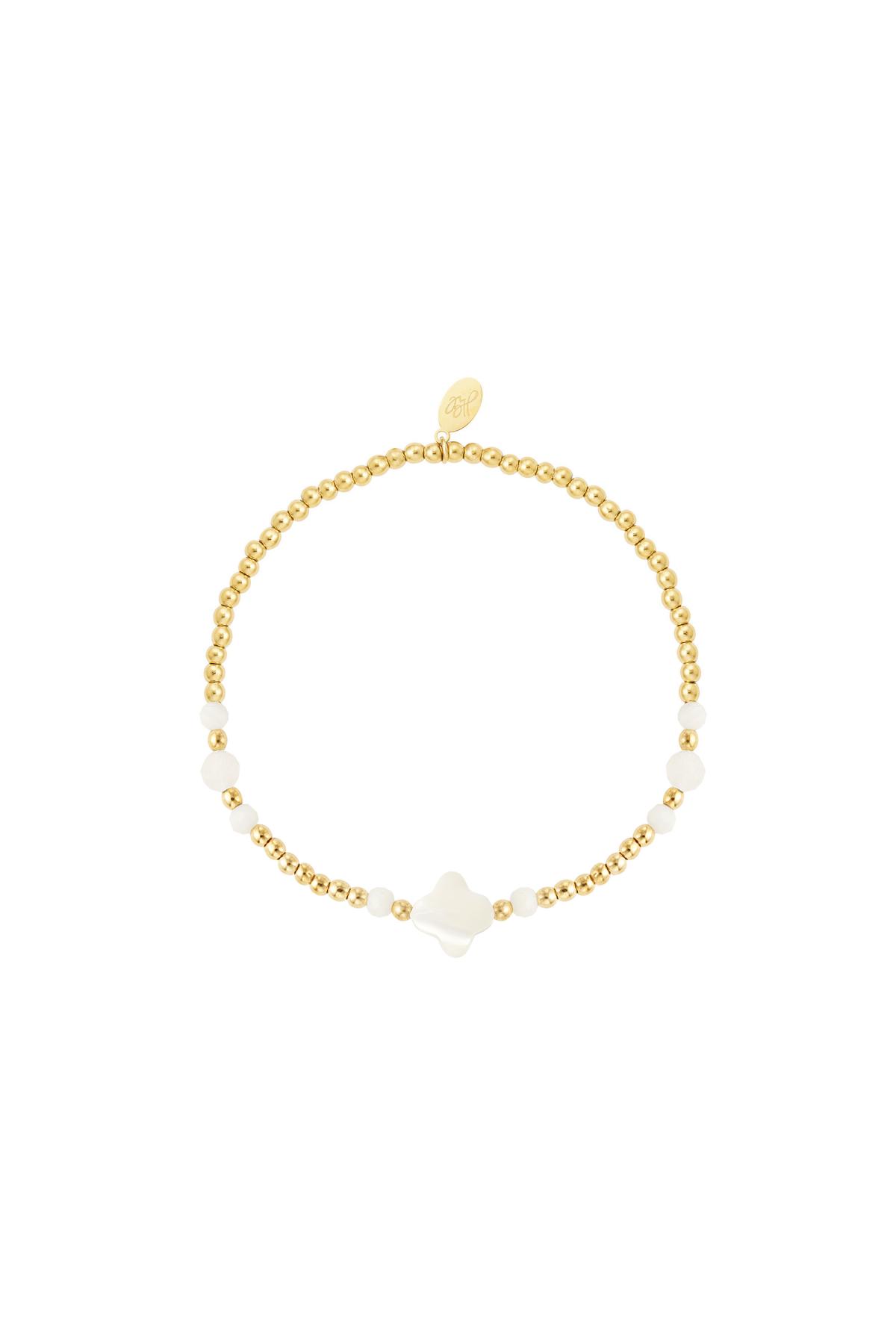 Perlenarmband Kleeblatt - Kollektion Natursteine Goldfarbe Hämatit 