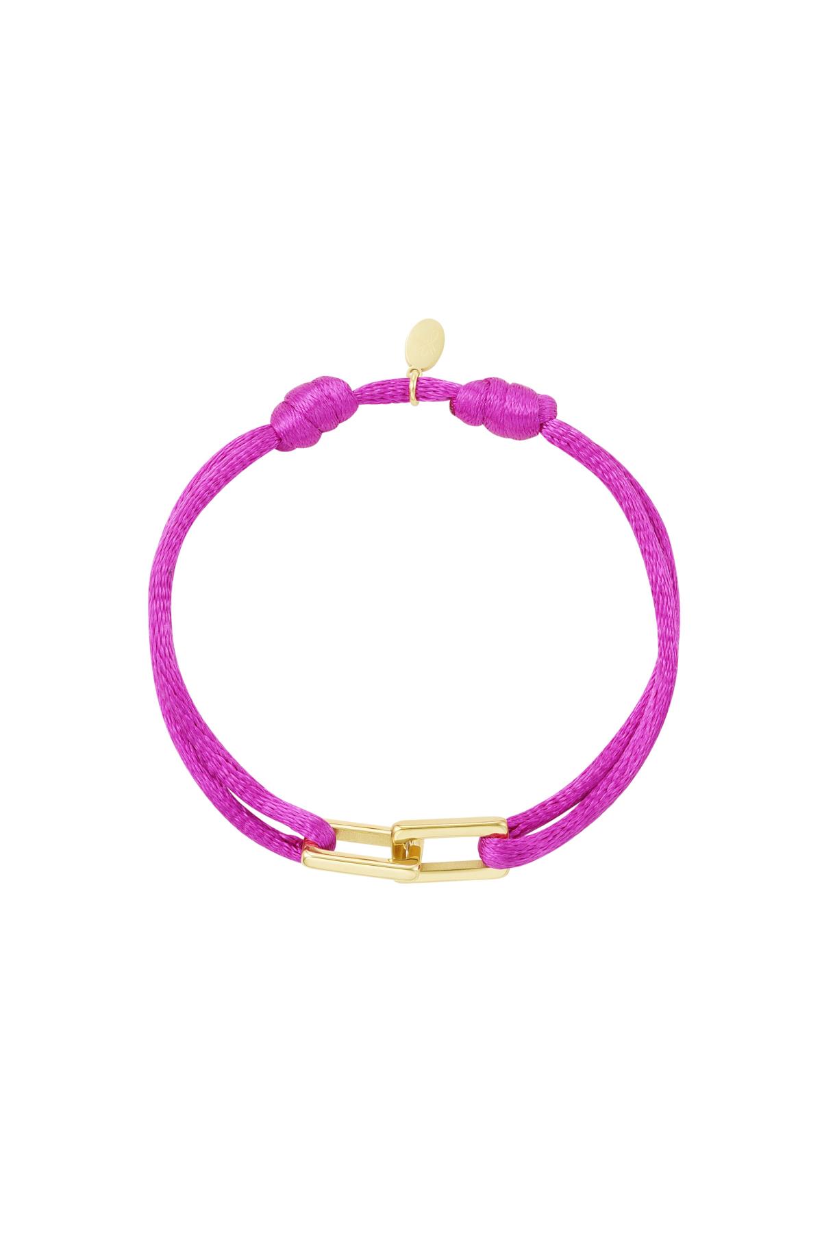 Fabric bracelet link Fuchsia Stainless Steel