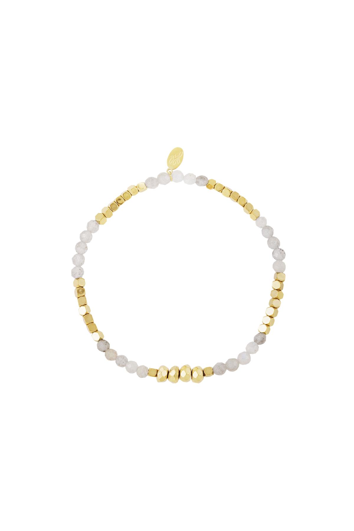 Pulsera piedras basicas Gris y Color dorado Hematita 