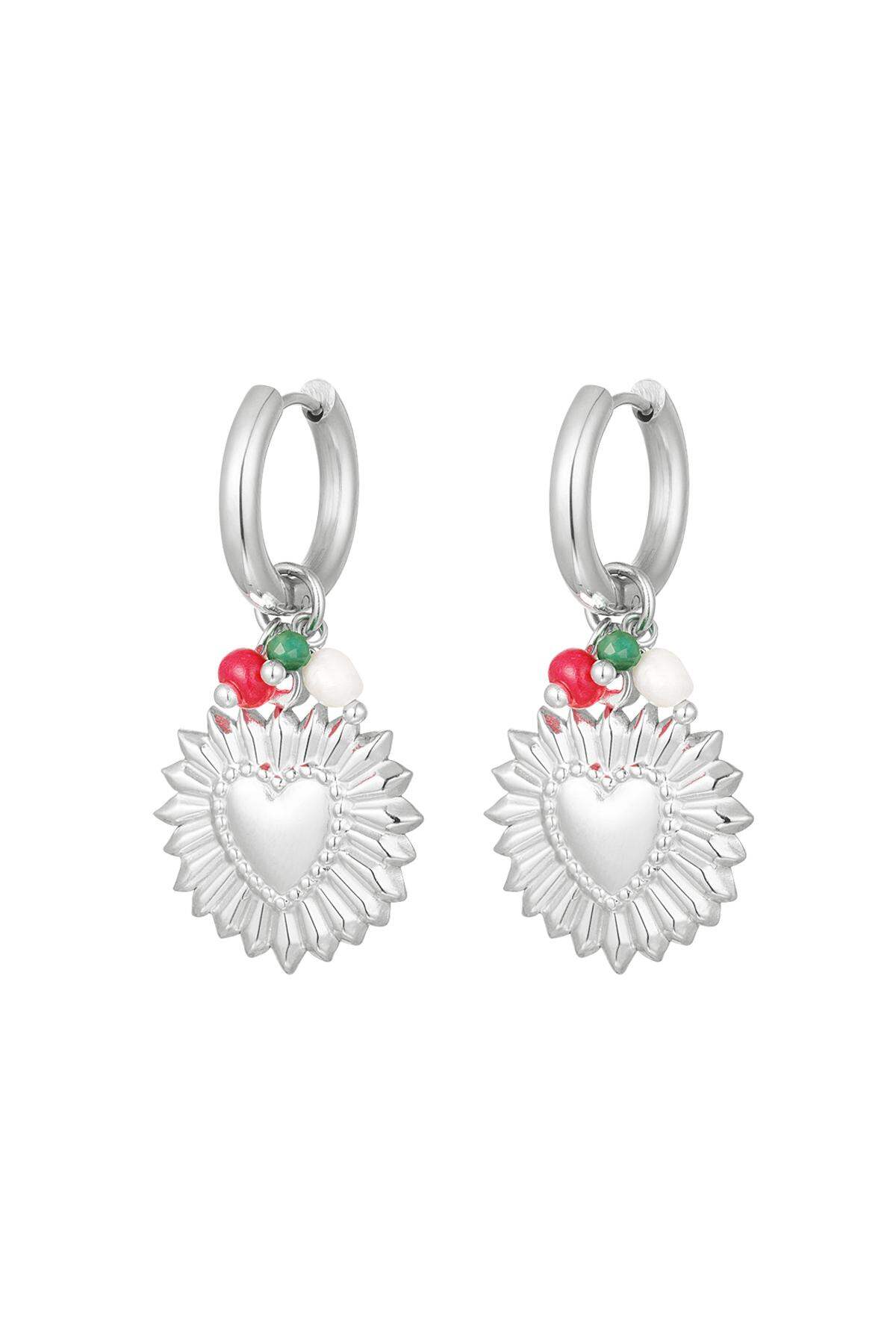 Orecchini cuore fiore Silver Color Stainless Steel h5 