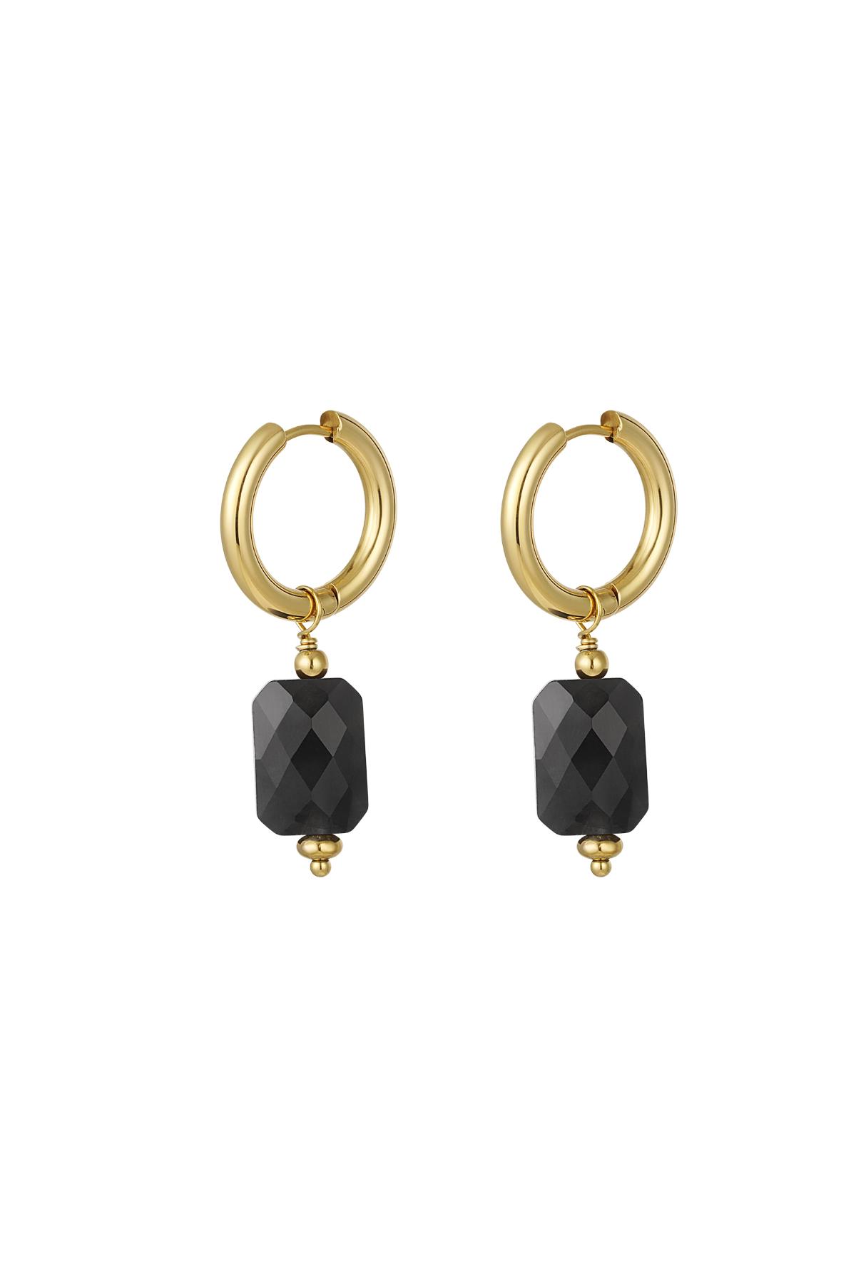 Orecchini con pendente rettangolare Black & Gold Stainless Steel 