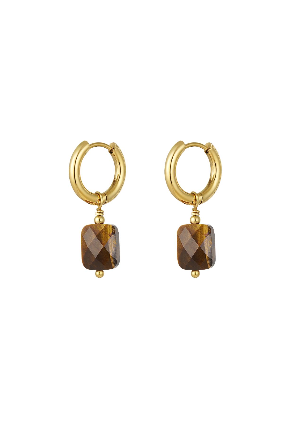 Orecchini basic con pietra Gold Stainless Steel h5 