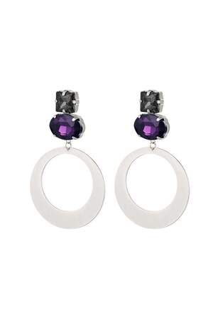 Ronde oorbellen met glaskralen Zilver Stainless Steel h5