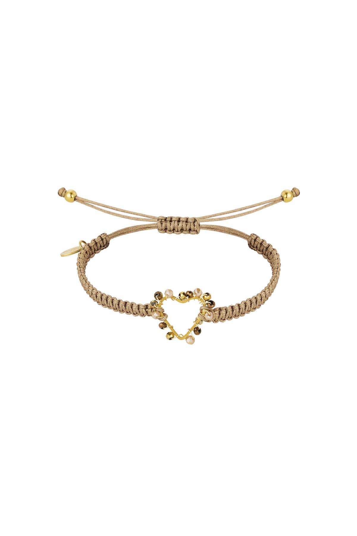 Armbandseil mit Herz und Perlen Beige Edelstahl