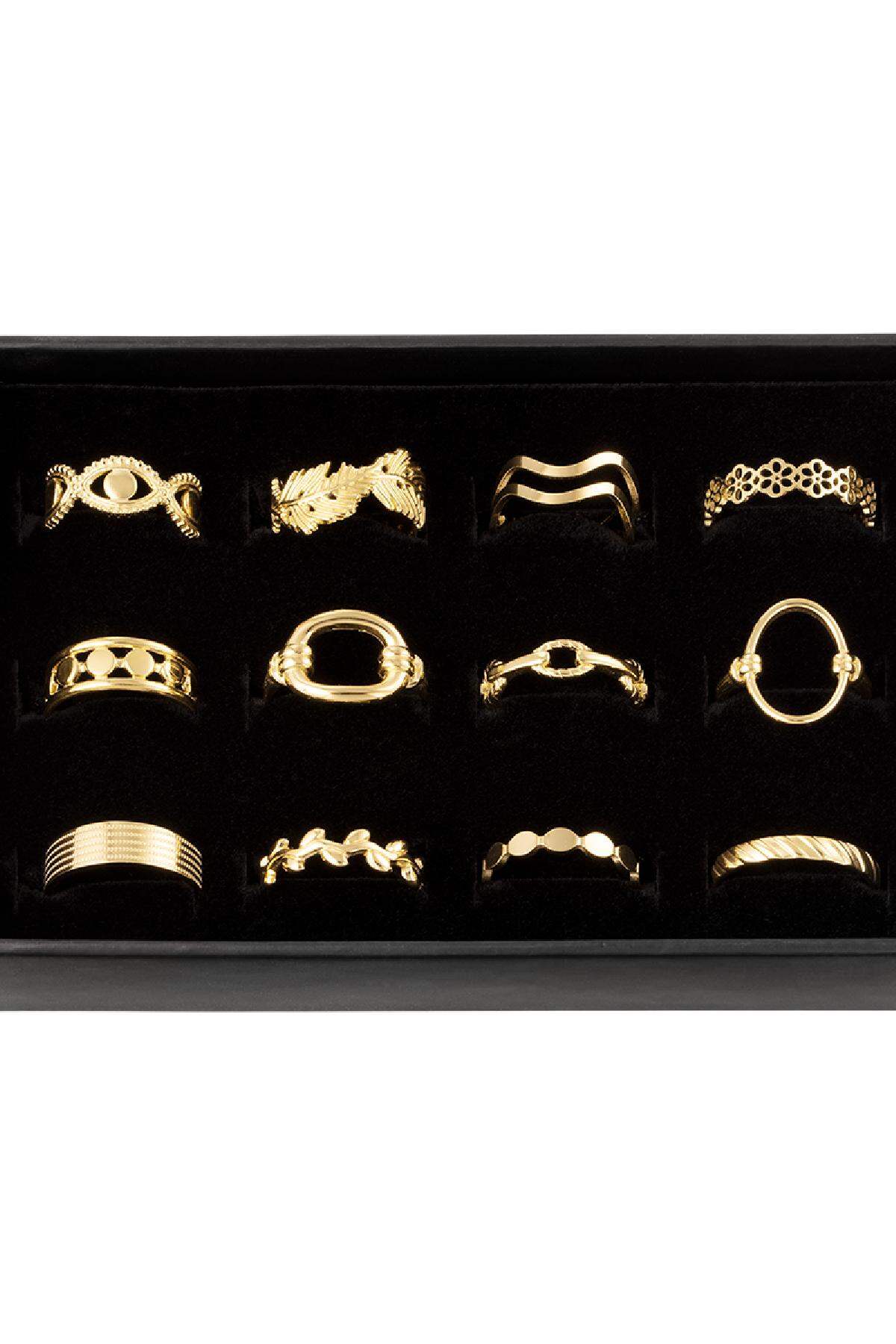 Display box 12 rings Gold Color Stainless Steel One size h5 Picture4