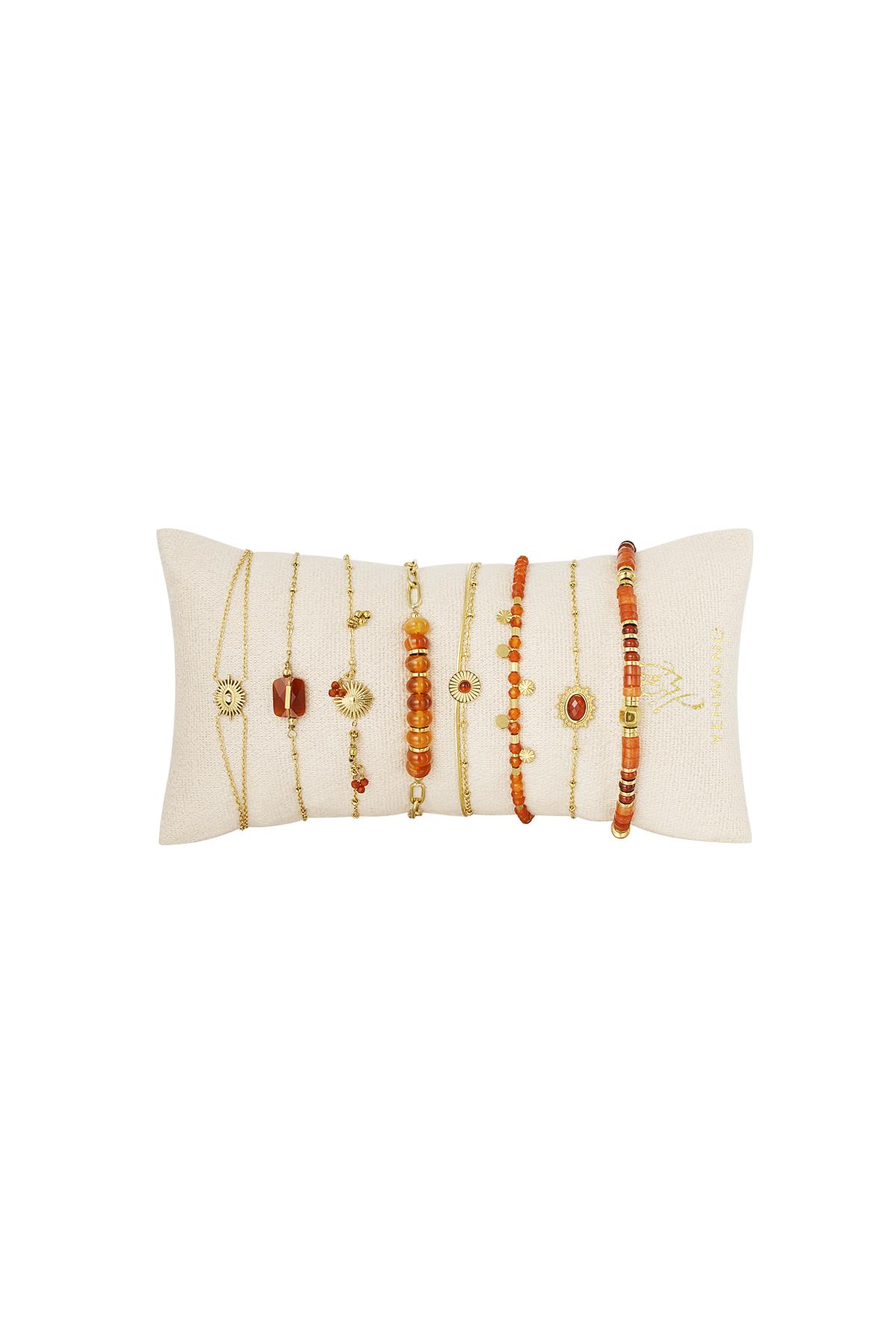 Bracelets affichage ensemble de bijoux coloré Couleur orange & Couleur or Acier inoxydable h5 
