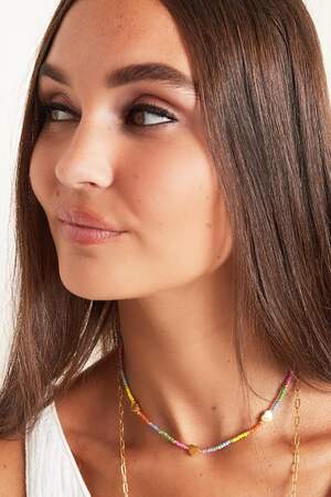Collana Cuori In Colore oro - Collezione Arcobaleno Multi Stainless Steel h5 Immagine2