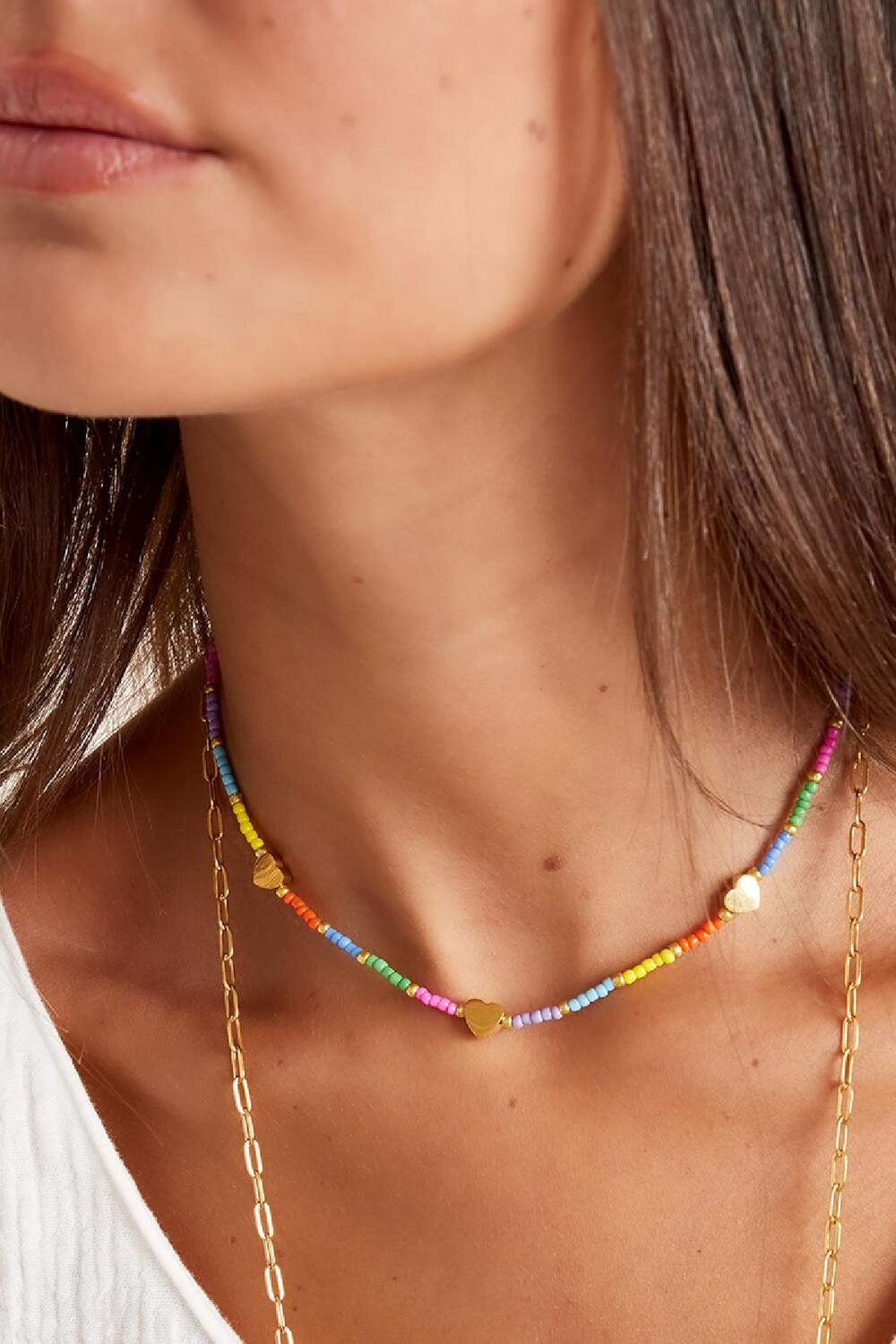 Collana Cuori In Colore oro - Collezione Arcobaleno Multi Stainless Steel h5Immagine3