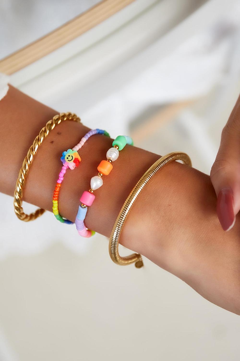 Blumen-Smiley-Armband - Rainbow-Kollektion Multi Edelstahl h5Bild2