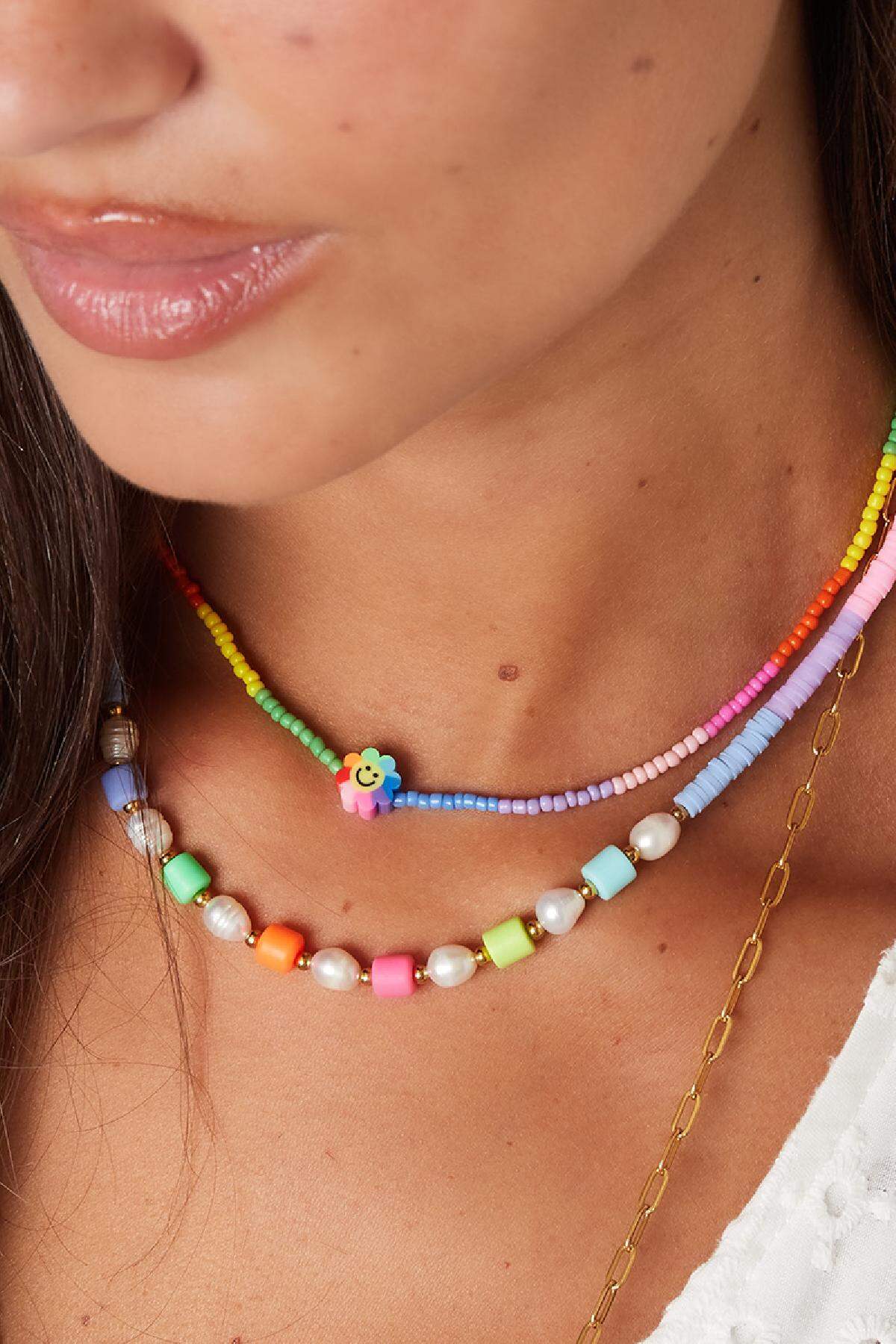 Blumen-Smiley-Halskette - Rainbow-Kollektion Multi Edelstahl h5 Bild4