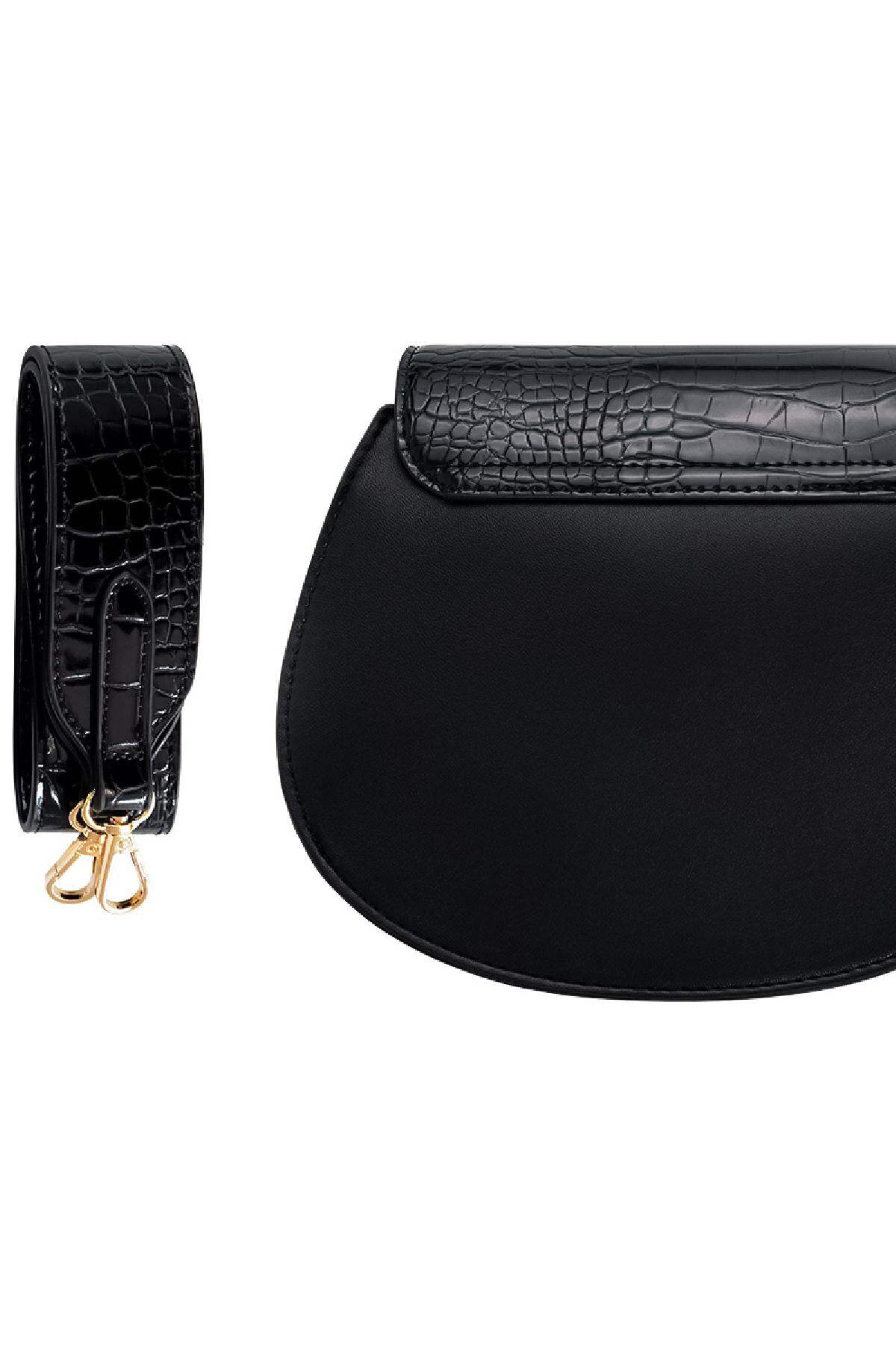 Schoudertas met gouden details Zwart PU Afbeelding7