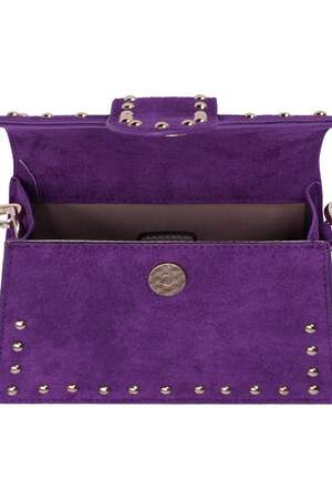 Shoulder bag in suede like material with metal studs and shoulder strap Purple Polyester h5 Picture5