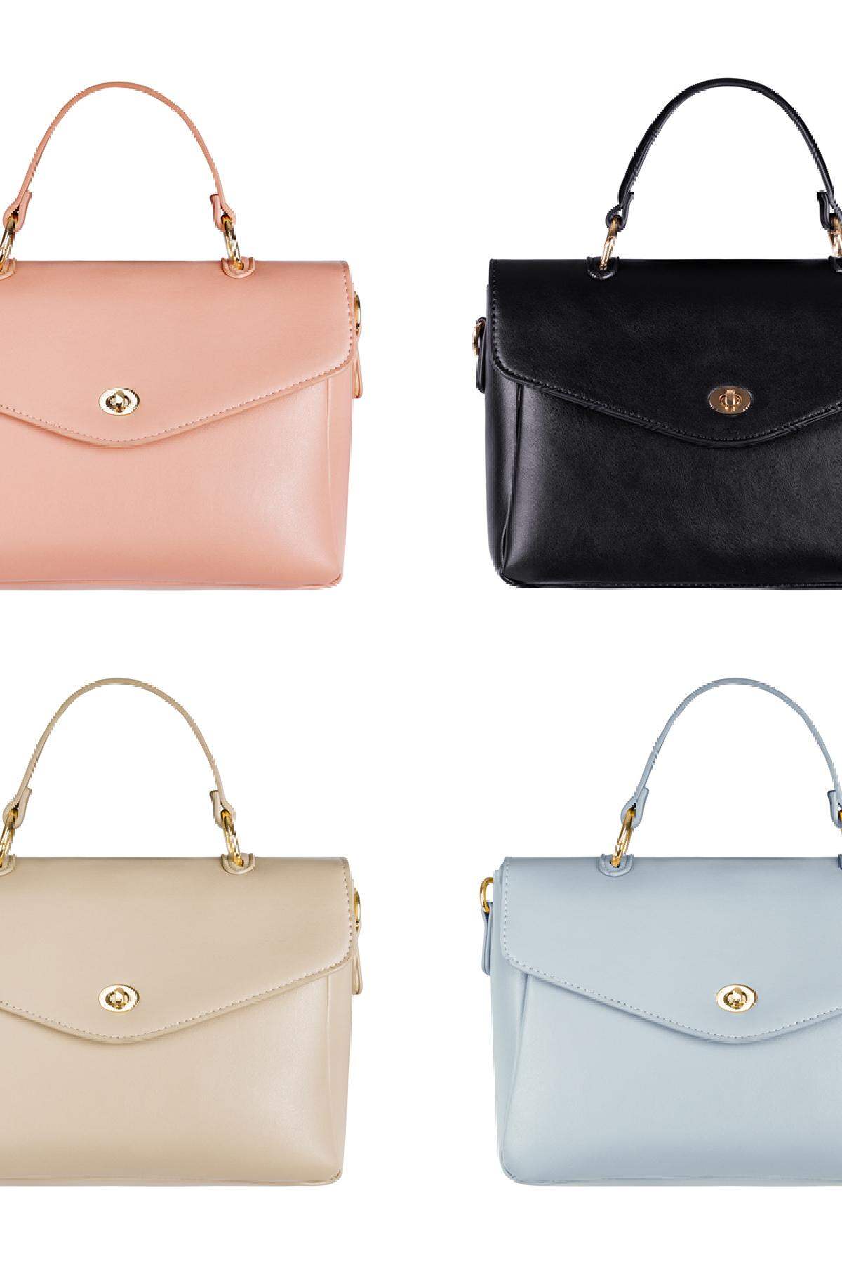 PU Kunstledertasche mit Griff und Schultergurt und Metalldetails Rosa Polyurethan h5 Bild3