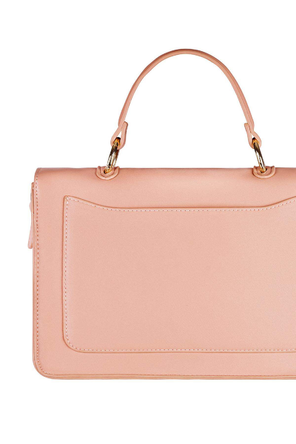 PU Kunstledertasche mit Griff und Schultergurt und Metalldetails Rosa Polyurethan Bild7