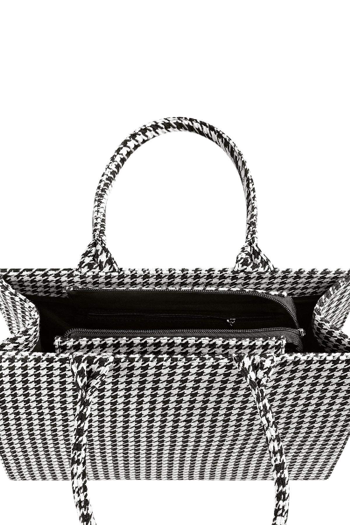 Shopper mit Hahnentrittmuster drucken Schwarz & Weiß Polyester h5 Bild3