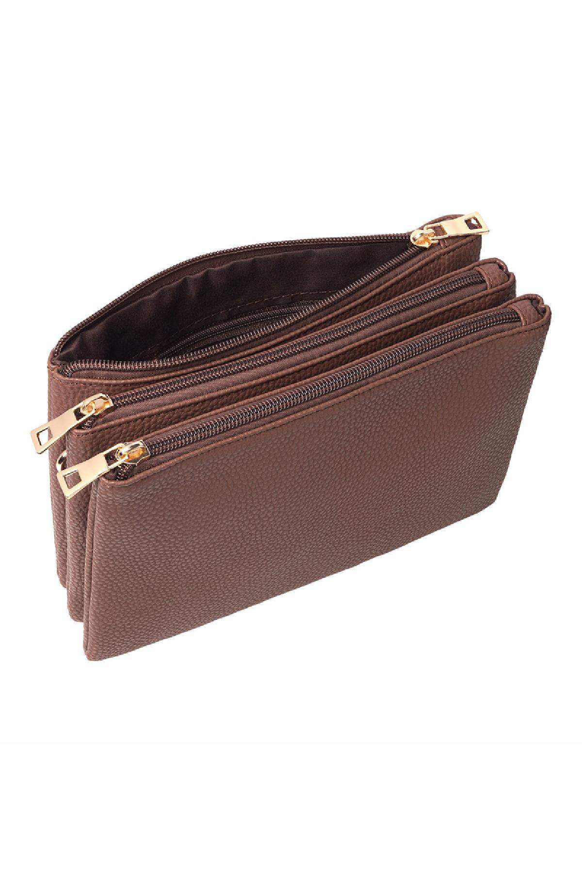 PU-Tasche mit Riemen Braun Polyurethan Bild6