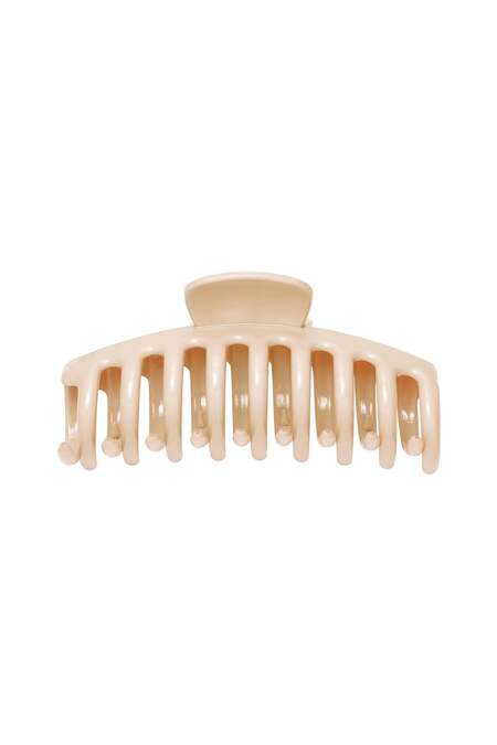 Grote haarclip glanzende afwerking Beige Plastic 2