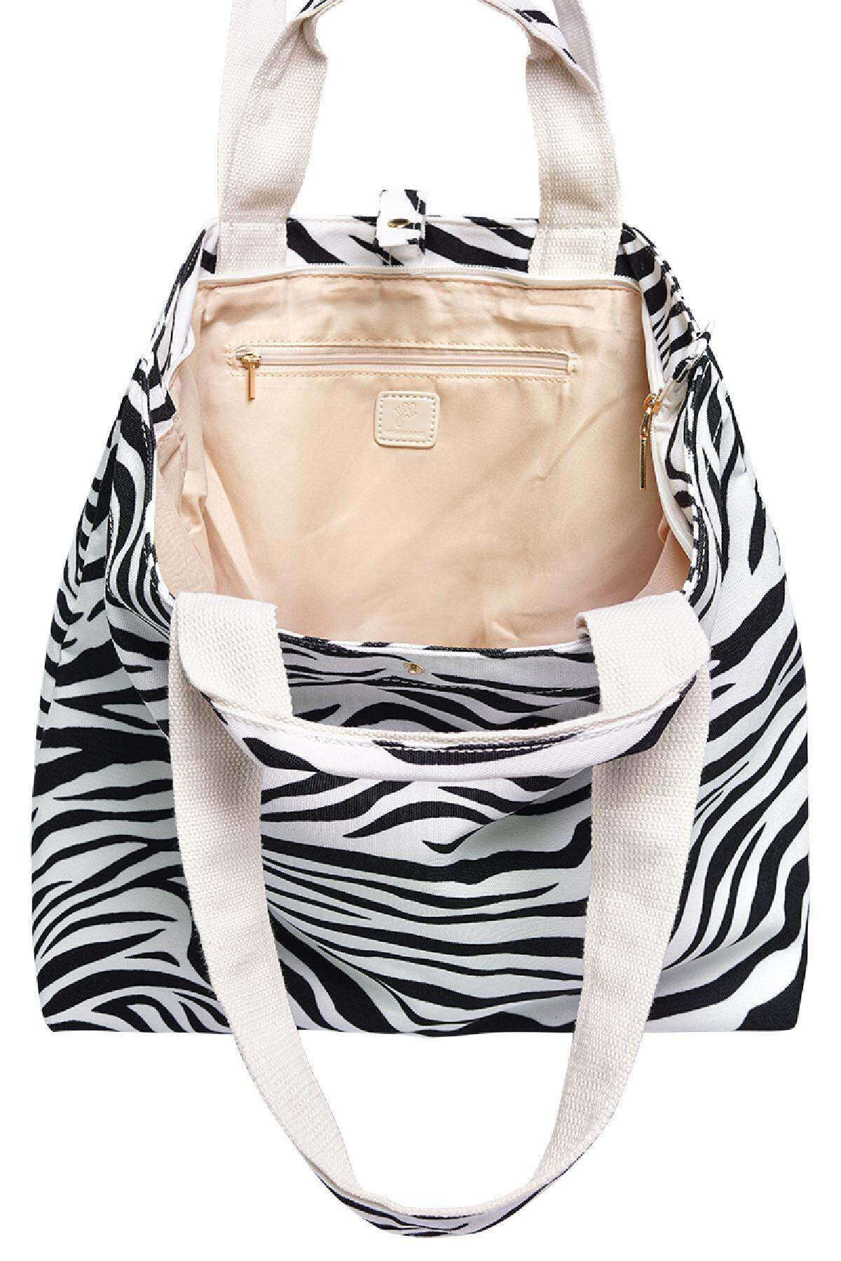 Draagtas zebra Zwart Polyester h5 Afbeelding3