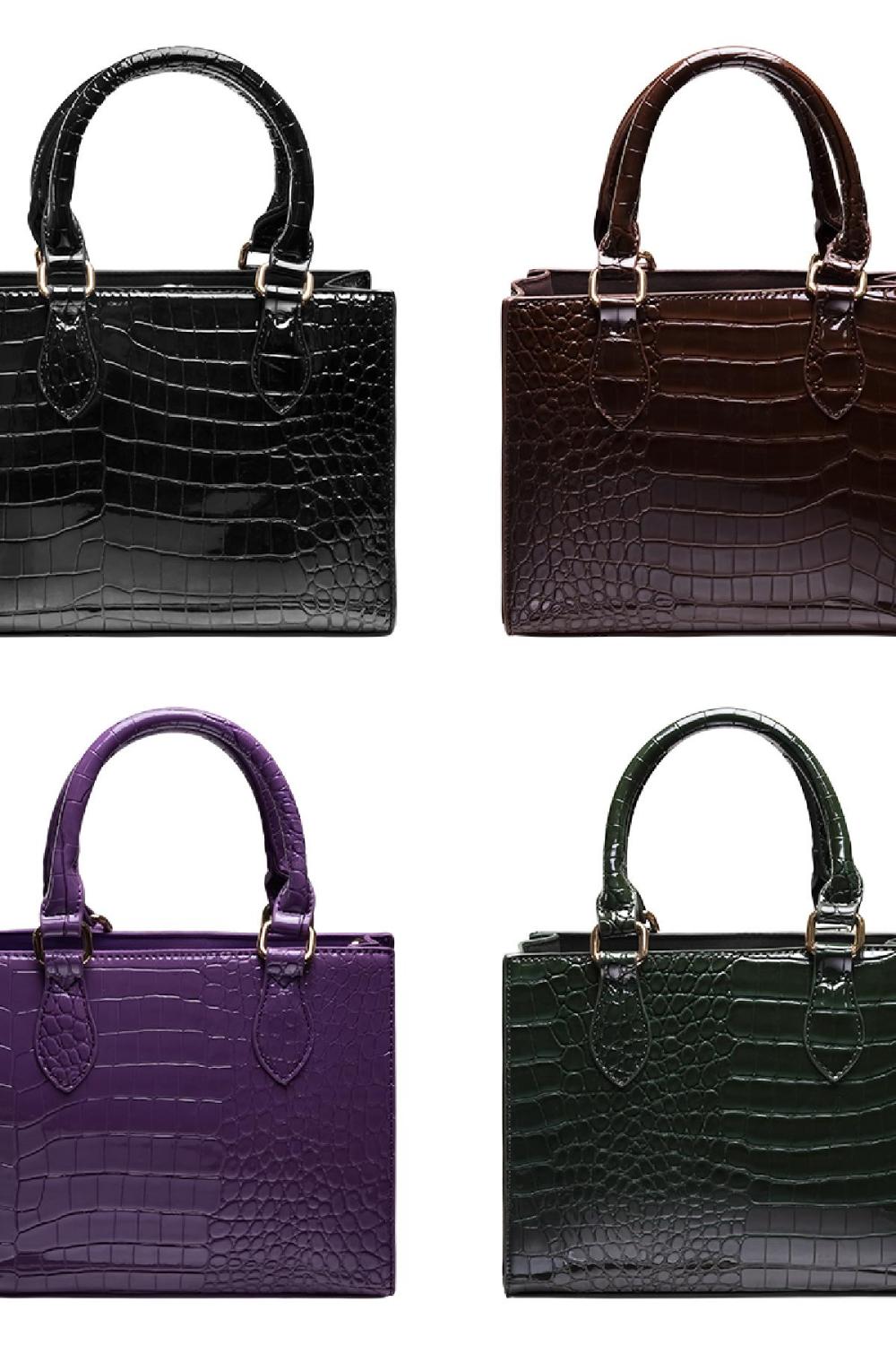 Quadratische Tasche Crocy Grün Polyurethan Bild3