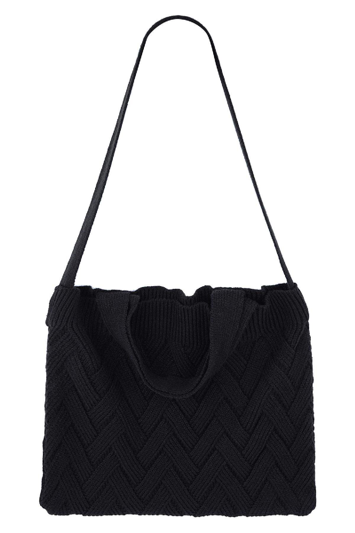 Borsa a tracolla intrecciata Black Acrylic Immagine4