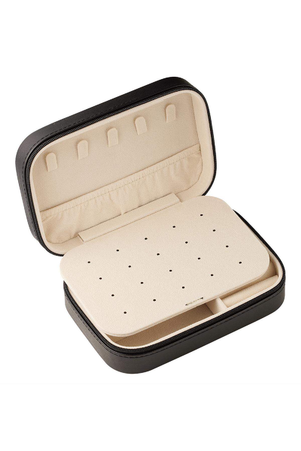 Rechteckige Schmuck-Reisebox Schwarz Polyurethan Bild5