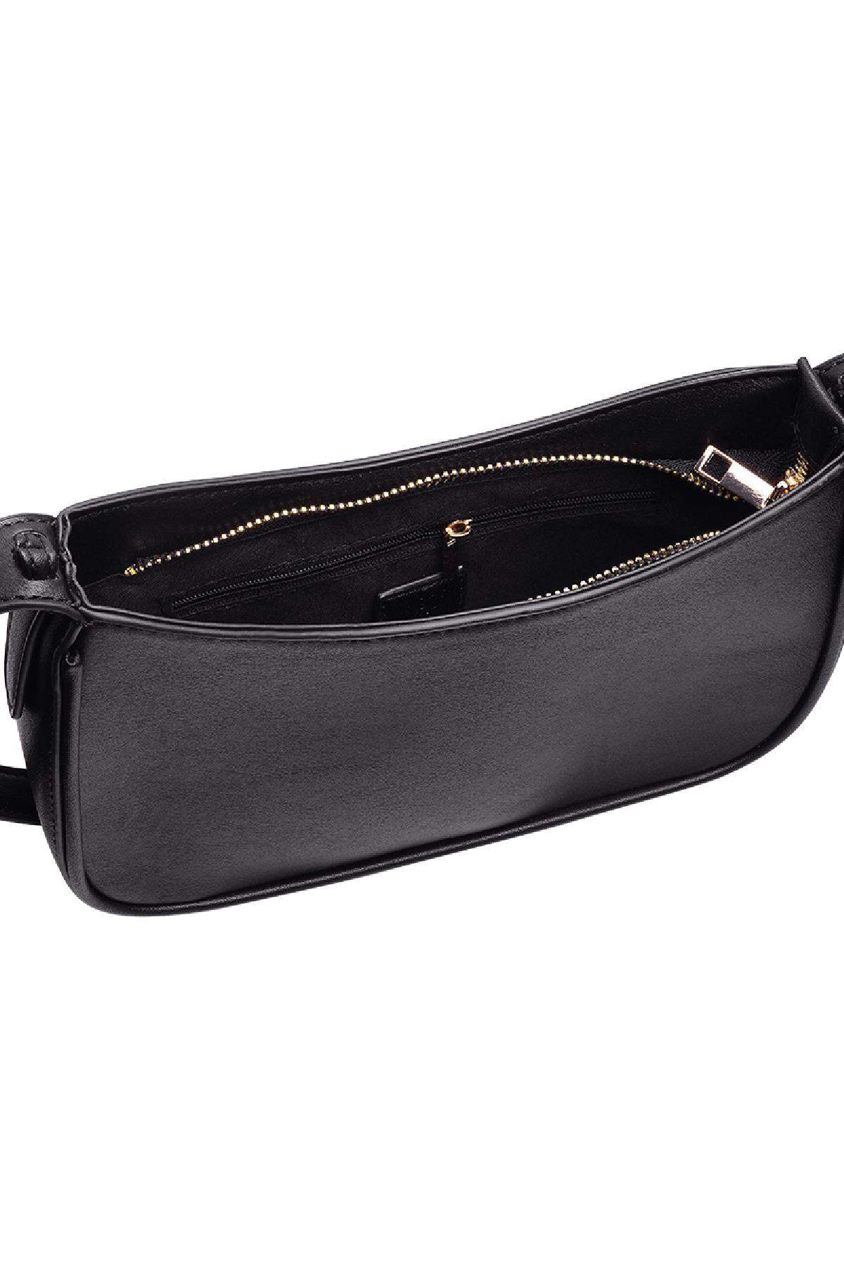 Bolso de hombro de cuero PU femenino Negro Poliuretano h5 Imagen3