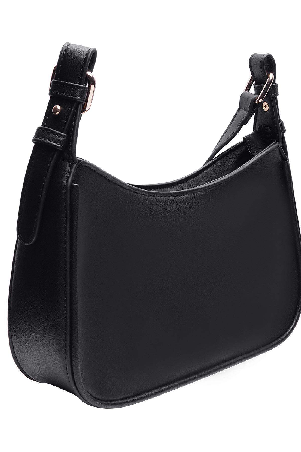 Bolso de hombro de cuero PU femenino Negro Poliuretano h5 Imagen2