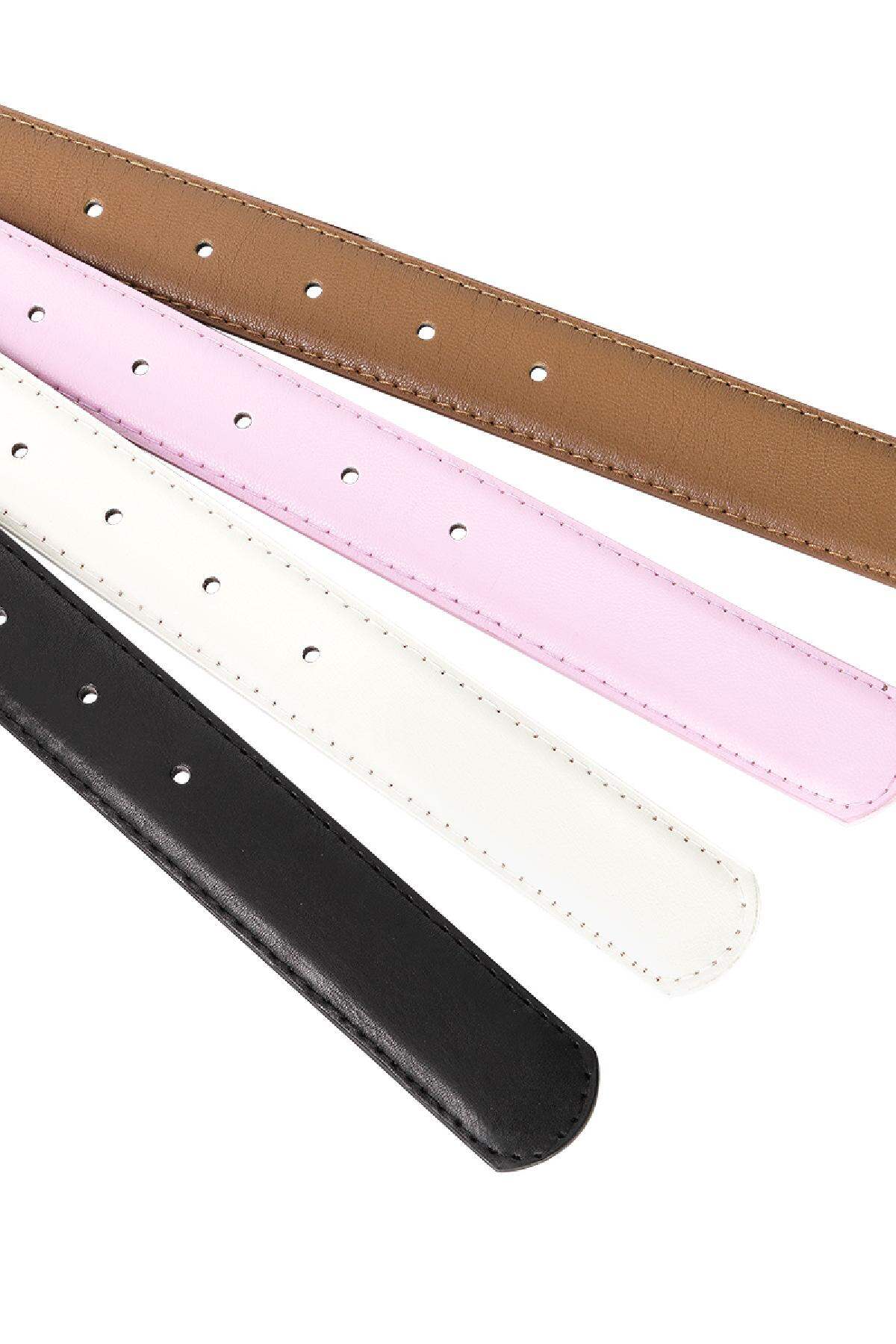 Gürtel aus PU-Leder mit doppelter Gürtelschnalle Rosa Polyurethan Bild4