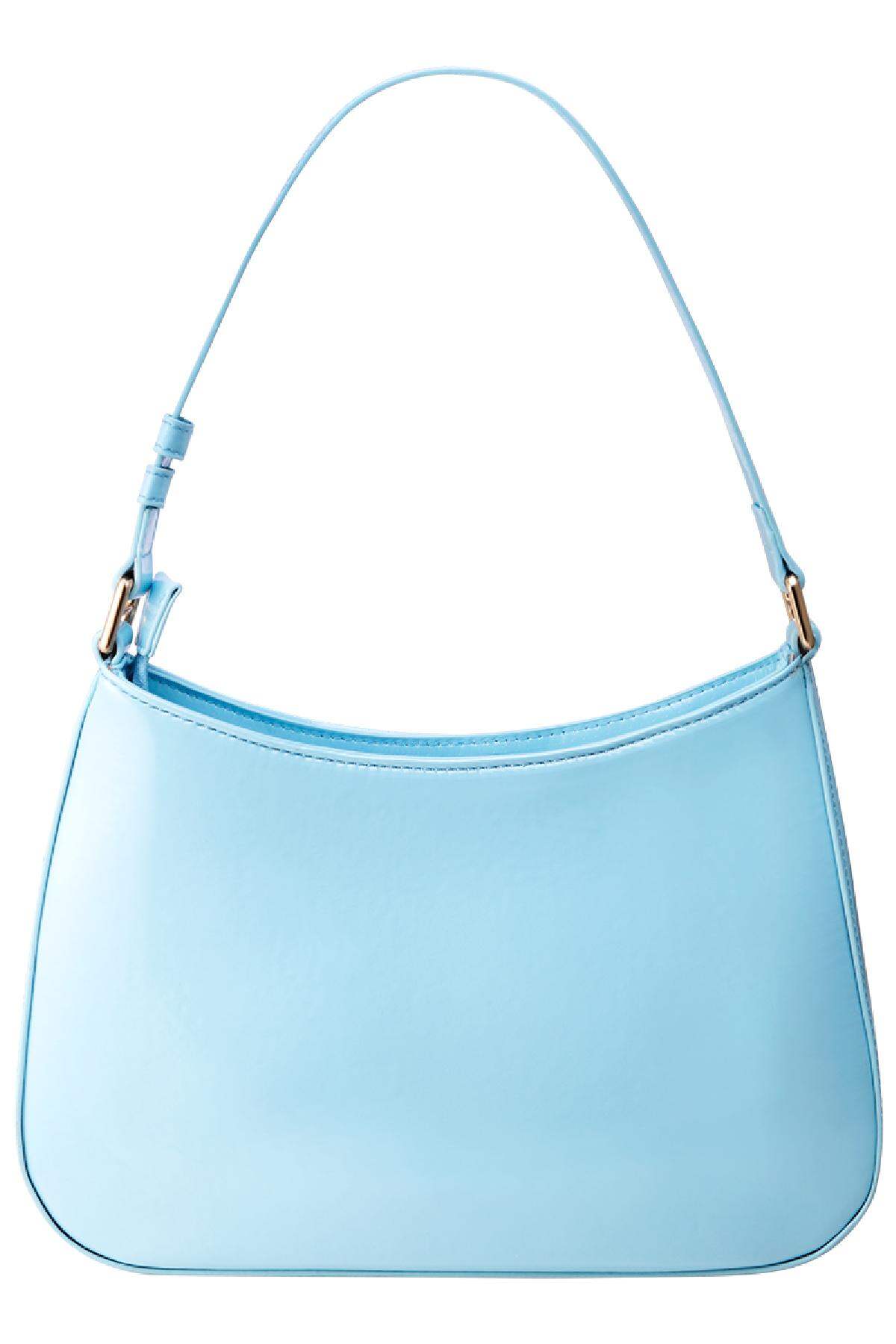 Handtasche in Lackoptik Hellblau Polyurethan Bild3